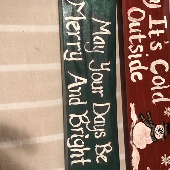 ChristmasâHandcraftedâTwoâPaintedâWoodâSigns - Picture 8 of 8